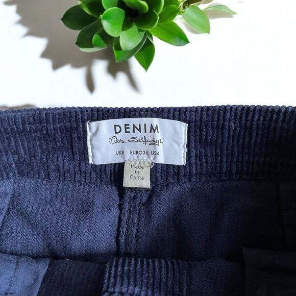 Miss Selfridge Corduroy Button-Front A-Line Skirt in Navy - Picture 10 of 10